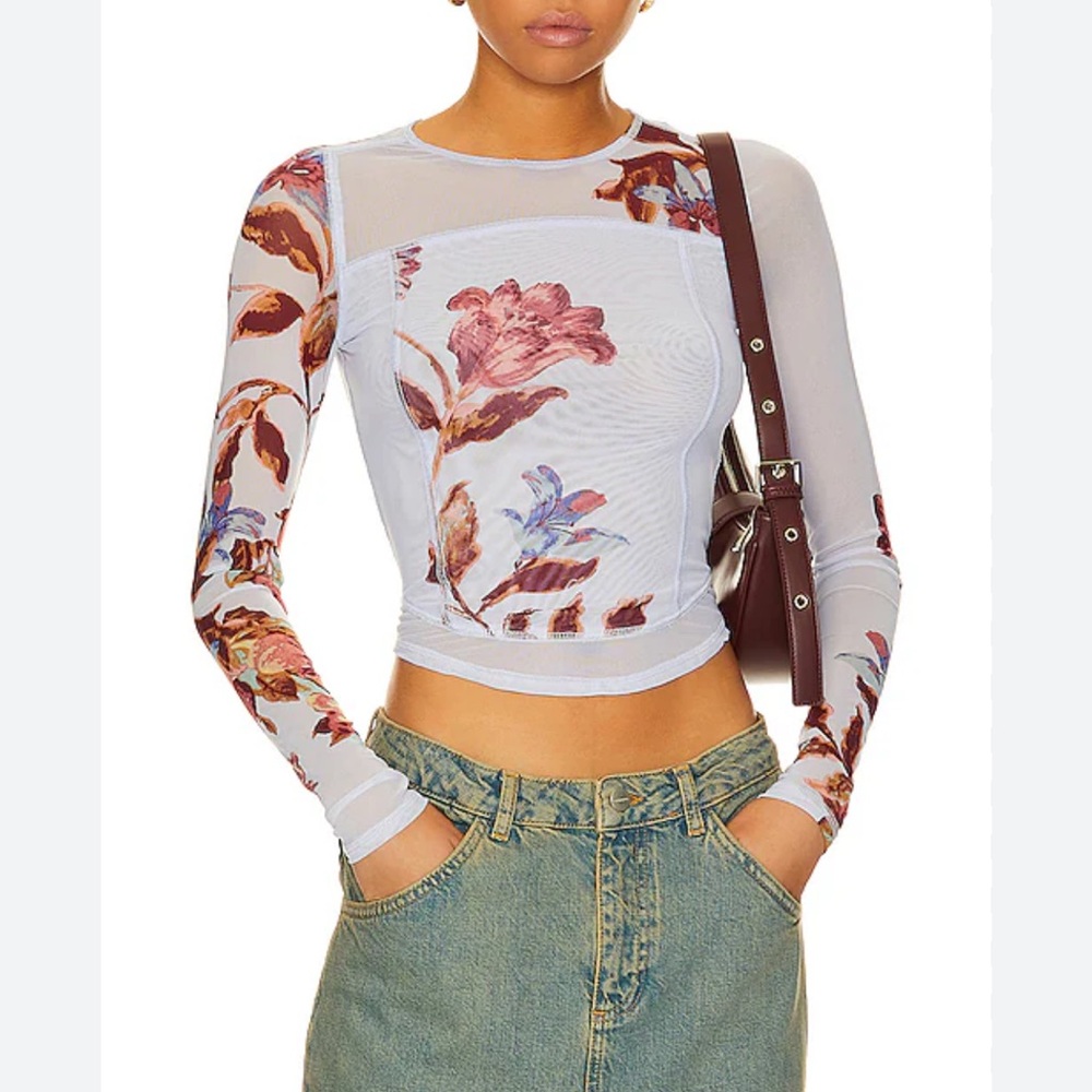 Free people Bettys Garden Top in Blue Combo size xs